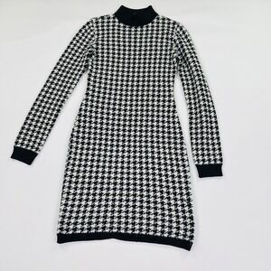 Express Women's Black Mock Neck Mini Fitted Sweater Dress Size S